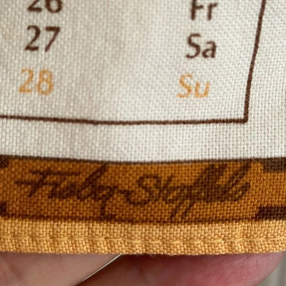 Vintage 1986 Fisby-Stoffels calendar tea towel with European scene of‎ cows
